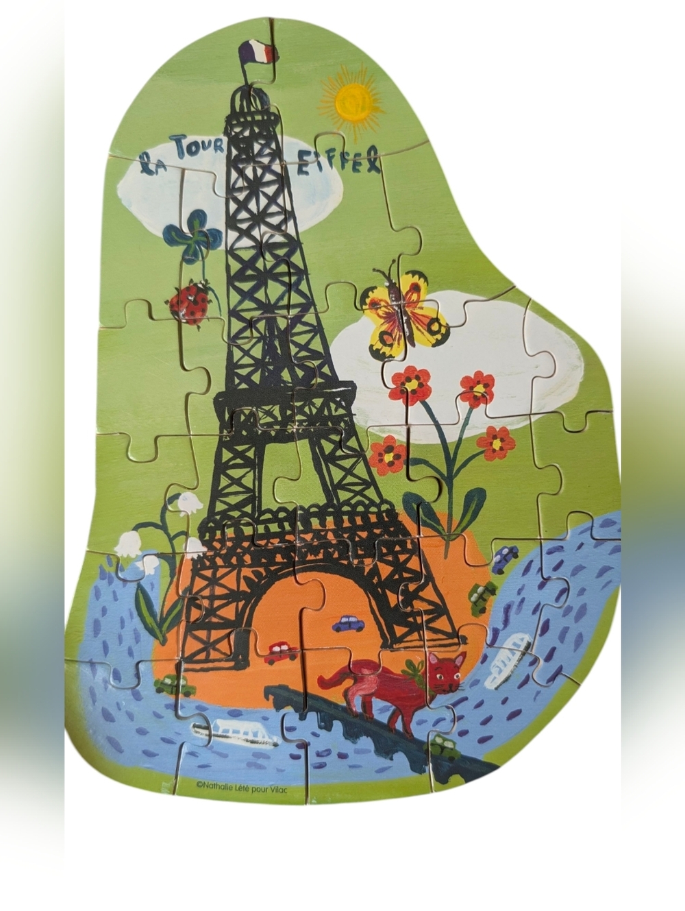 Vilac x Nathalie Lété Paris Wooden Puzzle Set Anthropologie Eiffel Tower RARE - Picture 7 of 8